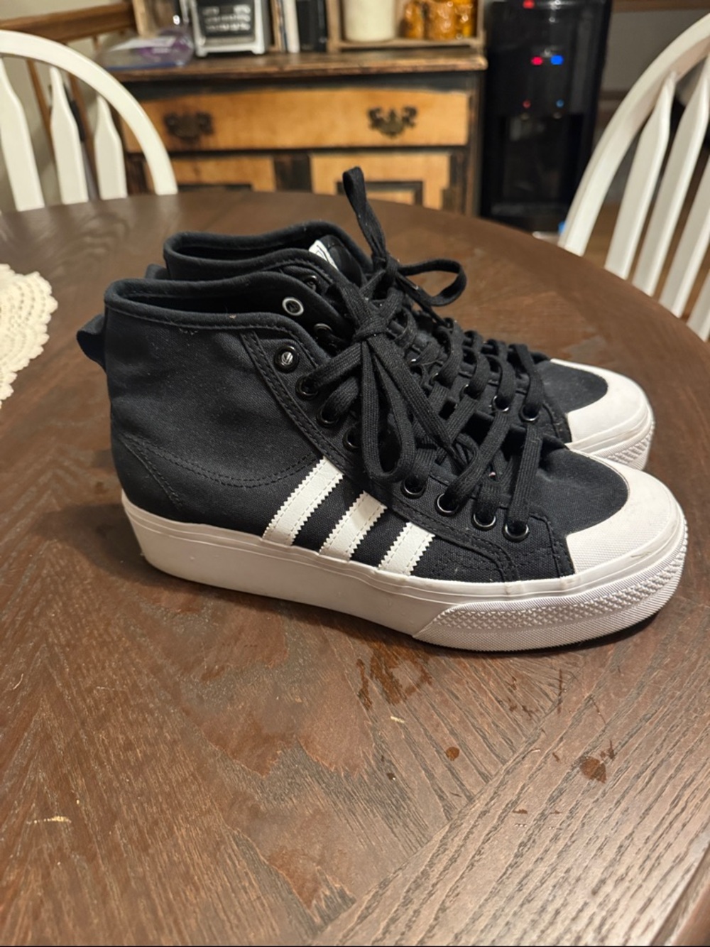 adidas Black and White High-Top Canvas Sneakers
